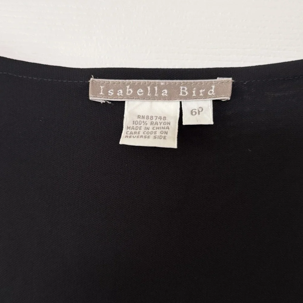 Isabella Bird Black Dress Size 6 PETITE Modest Stretchy Elegant LBD Evening Date